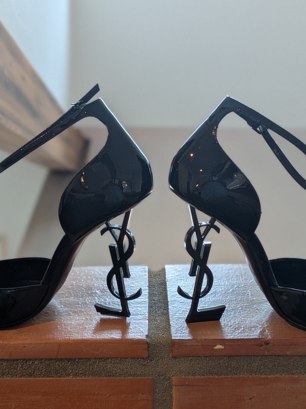Saint Laurent Black Patent Opyum YSL Logo High Heels